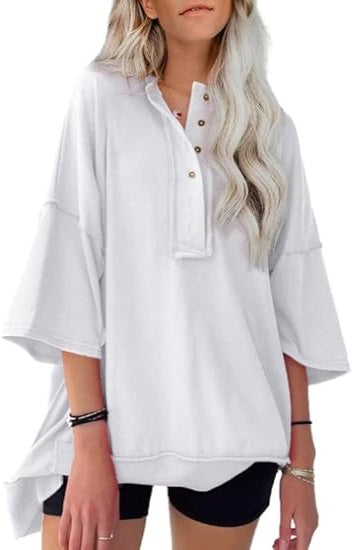 Women's Button-up Mid-sleeve Hoodie