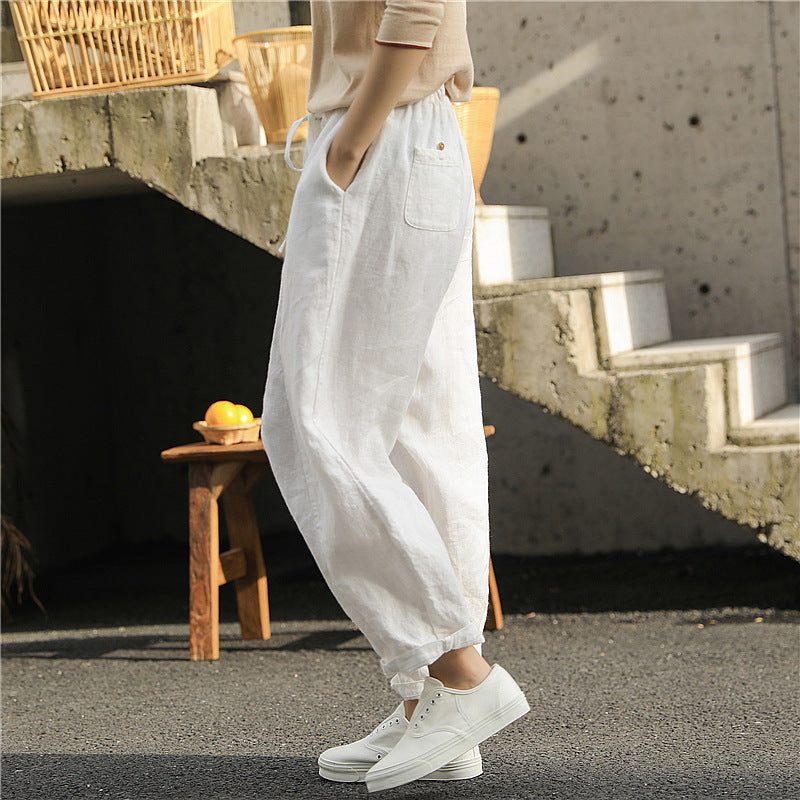 Linen Washed Artistic Women's Pants Baggy Pants