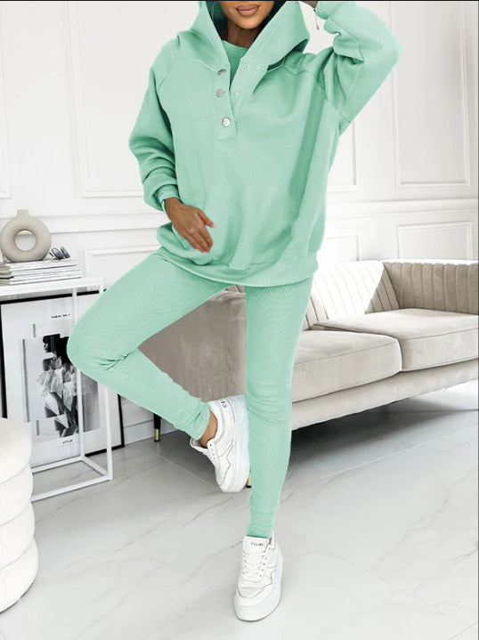 Women's Solid Color Vest Hoodie And Pants Set