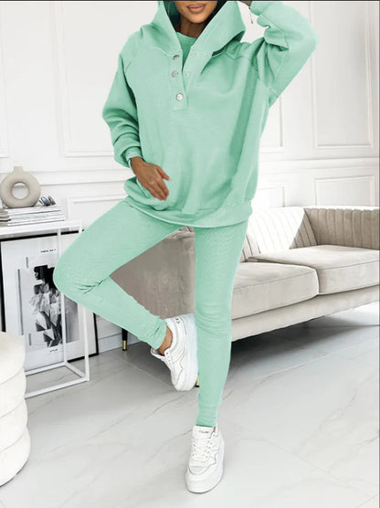 Women's Solid Color Vest Hoodie And Pants Set