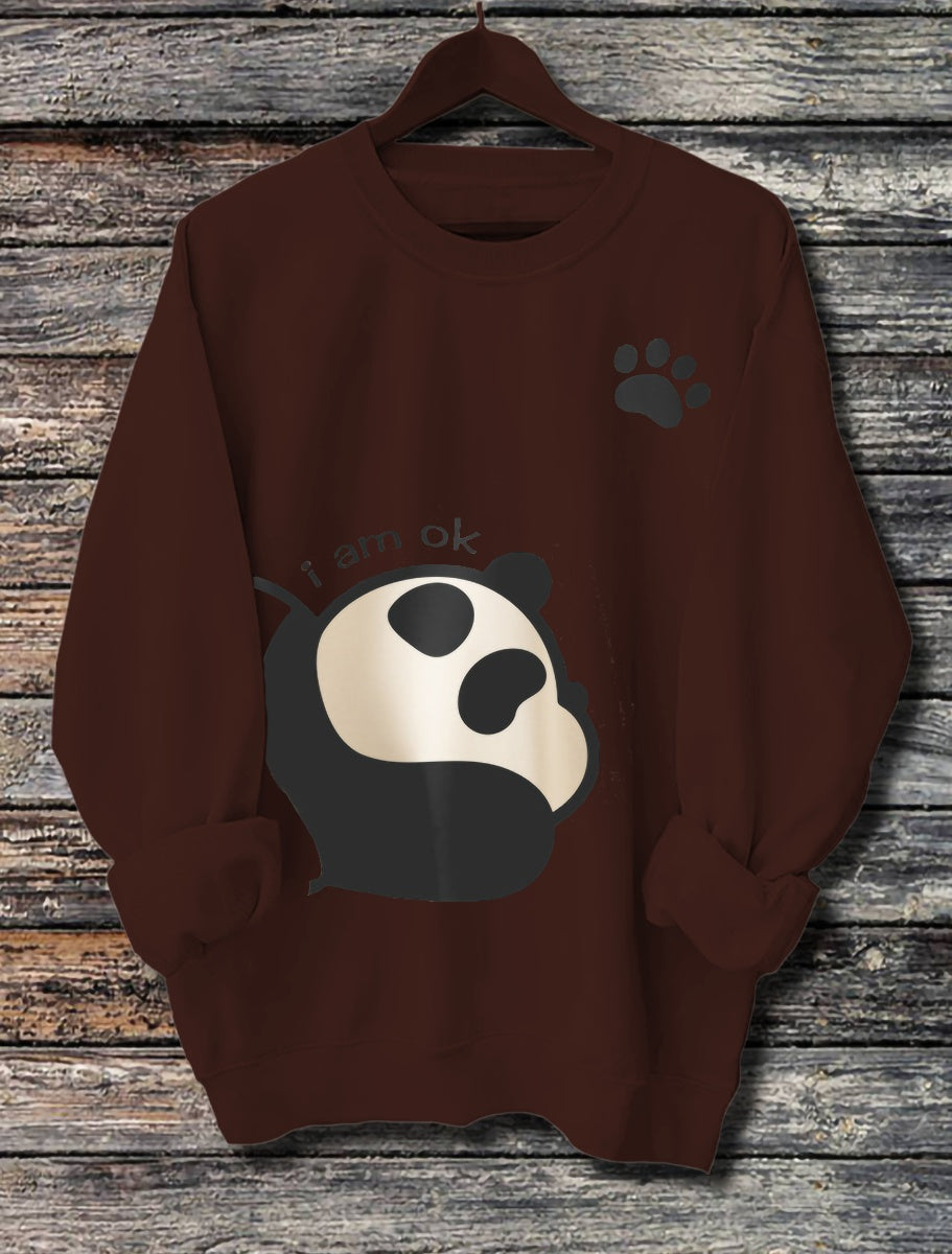 Women's Long Sleeved Panda Print Hoodie