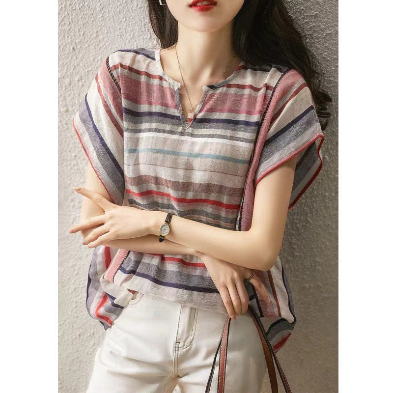 New Striped Shirt Women's Short Sleeve Loose