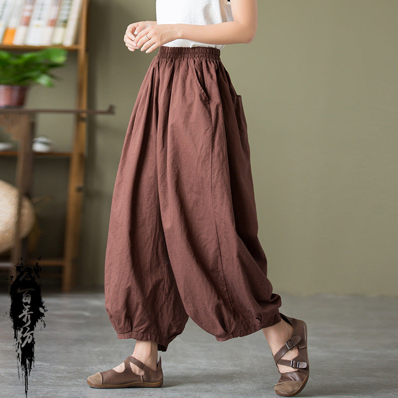 Cotton Linen Women's Sand Washed Linen Bloomers