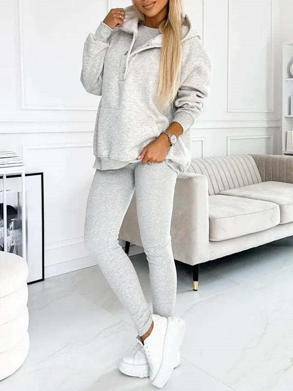 Women's Solid Color Vest Hoodie And Pants Set