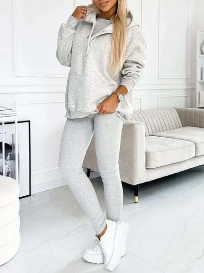 Women's Solid Color Vest Hoodie And Pants Set